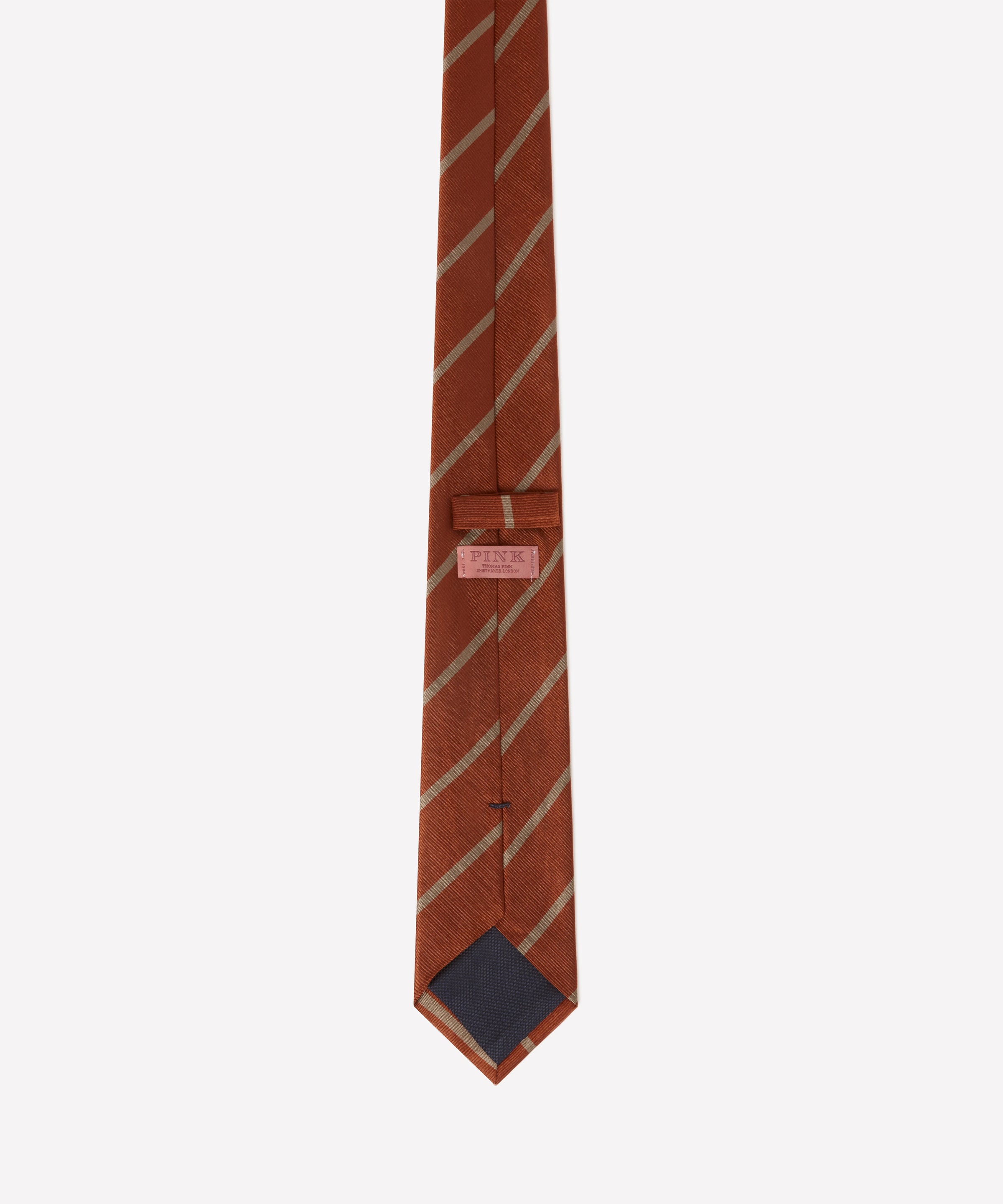 Deep Orange & Neutral Single Stripe Silk Woven Tie