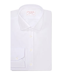 White Tailored Fit Double Cuff Ramses Poplin Formal Shirt