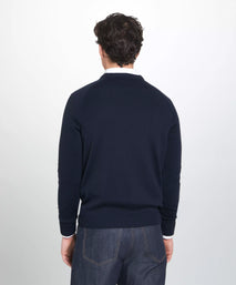Navy Blue Knitted Crew Neck Sweatshirt
