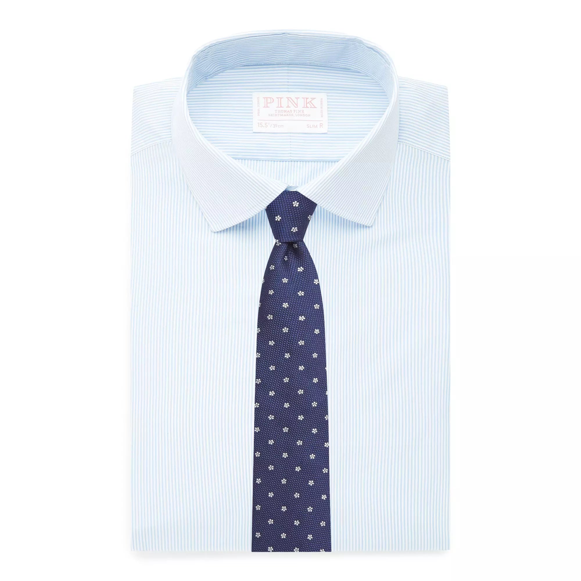 Pale Blue & White Slim Fit Supraluxe Fine Bengal Formal Shirt
