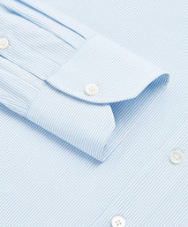 Pale Blue & White Slim Fit Supraluxe Fine Bengal Formal Shirt