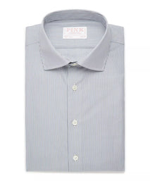 Seas Blue & White Slim Fit Supraluxe Fine Bengal Formal Shirt