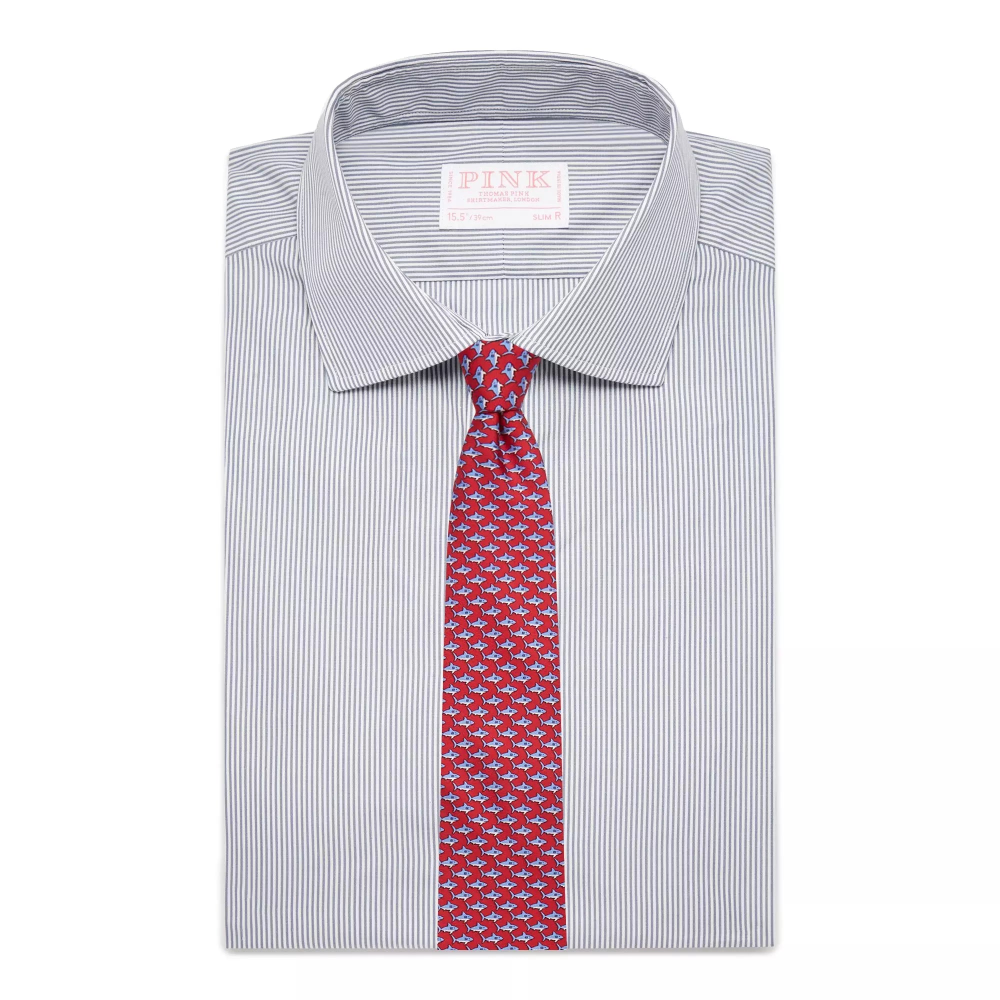 Grey & White Slim Fit Supraluxe Fine Bengal Formal Shirt