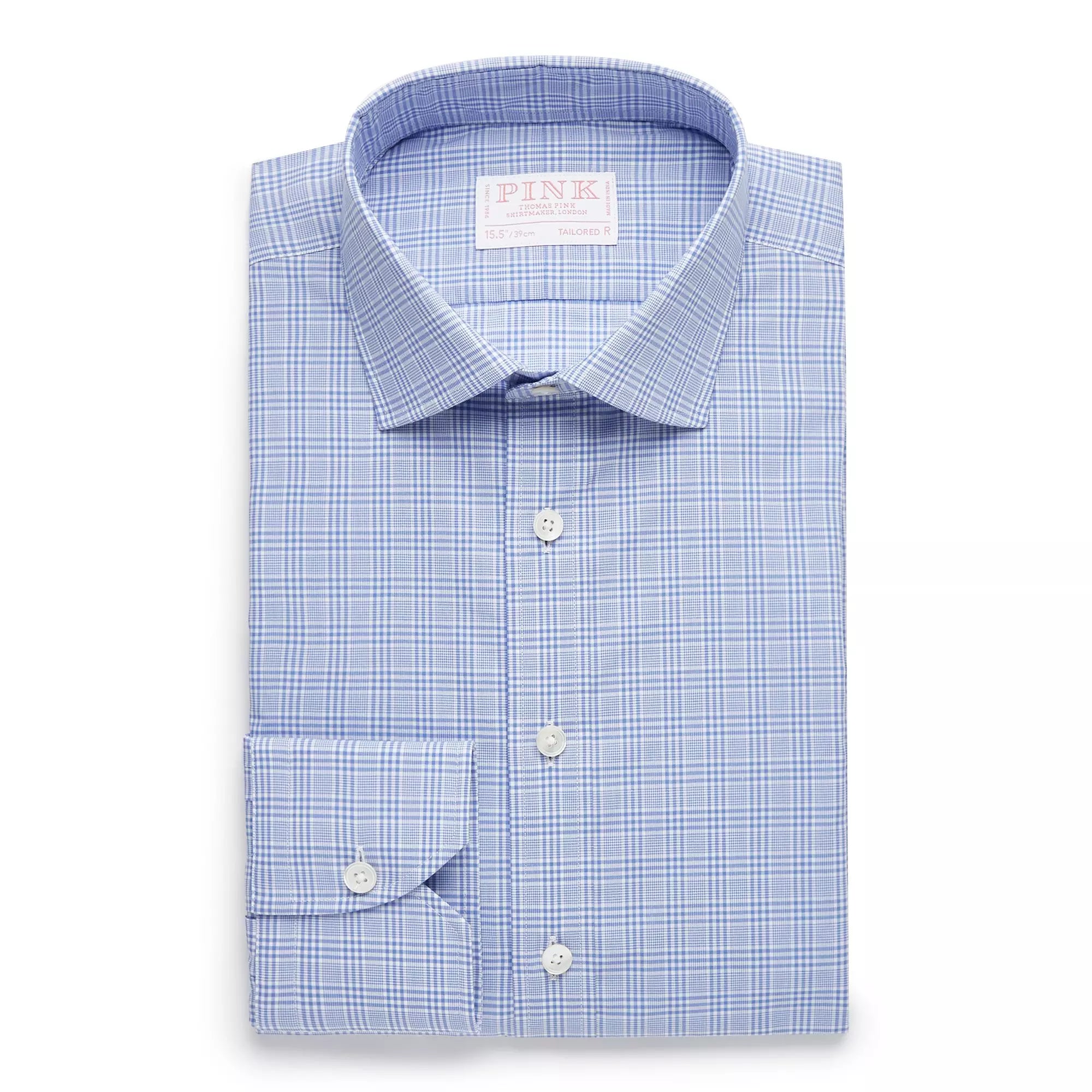 Blue & White Tailored Fit Zephir 1818 POW Check Formal Shirt