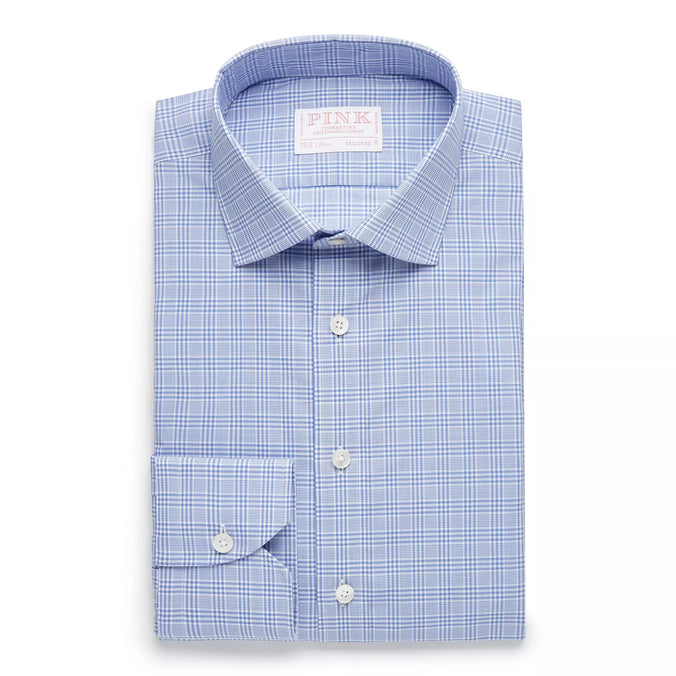 Blue & White Tailored Fit Zephir 1818 POW Check Formal Shirt