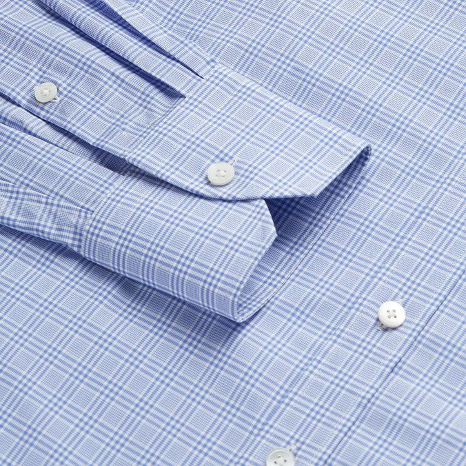 Blue & White Tailored Fit Zephir 1818 POW Check Formal Shirt