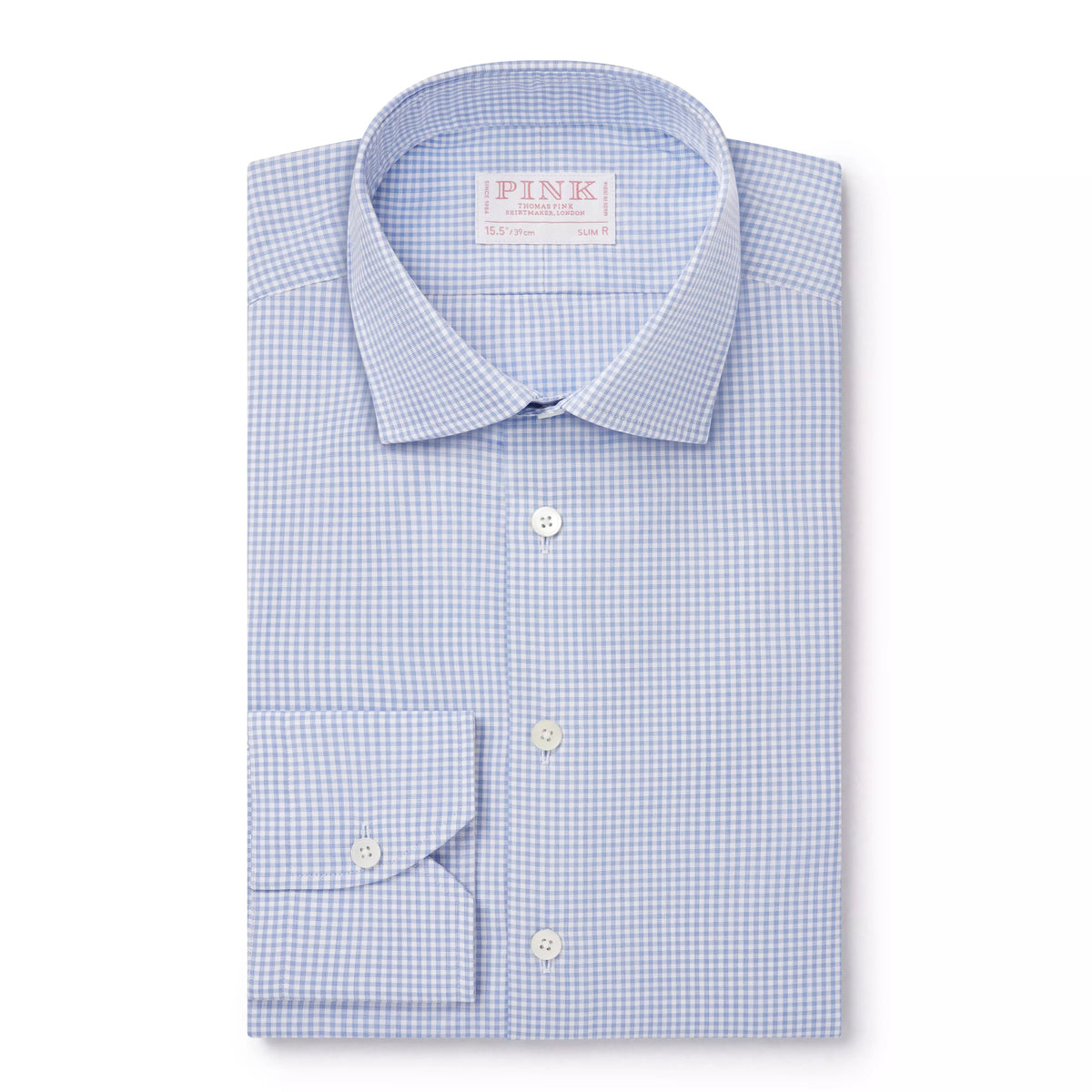 Blue & White Slim Fit Mini Check Formal Shirt