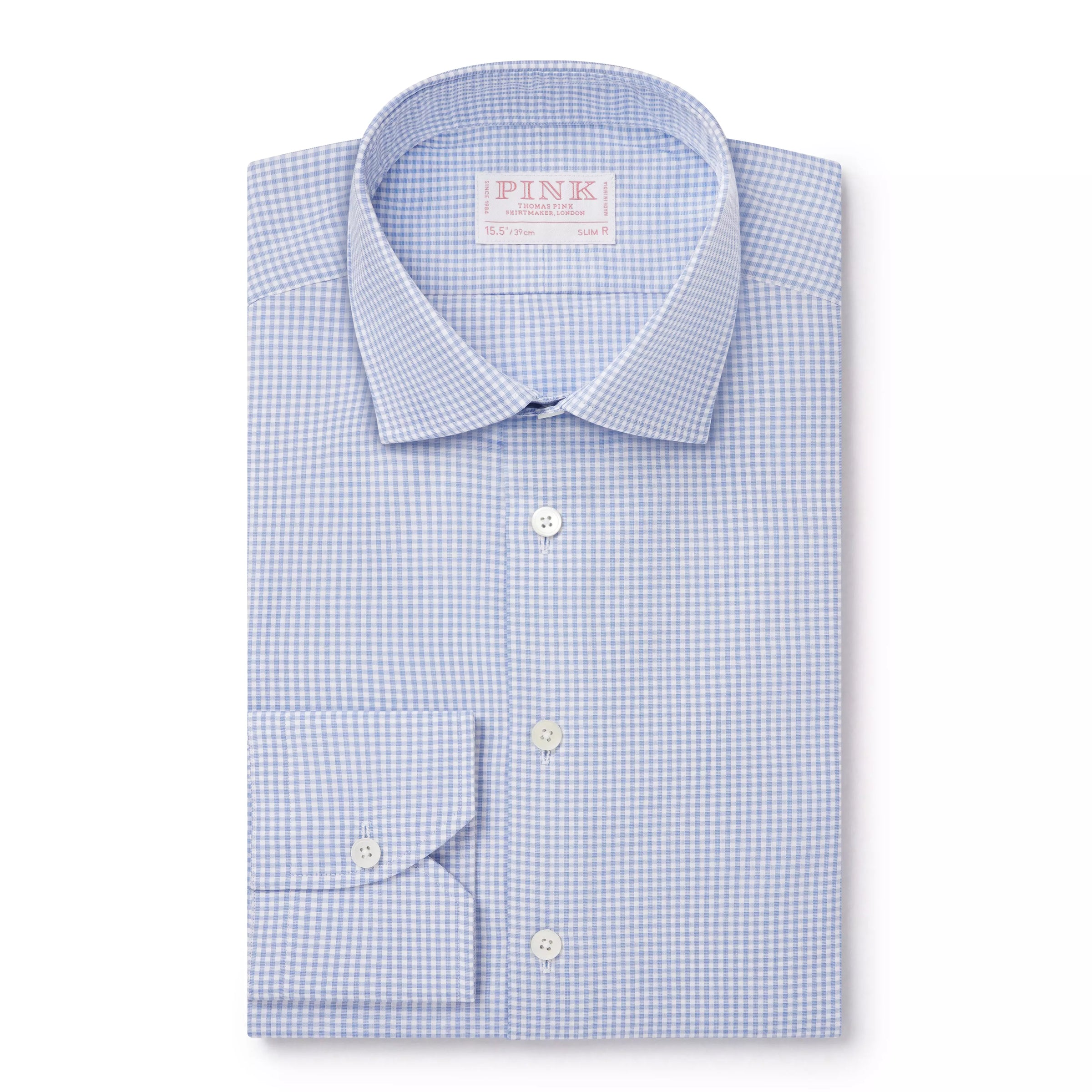 Blue & White Slim Fit Mini Check Formal Shirt