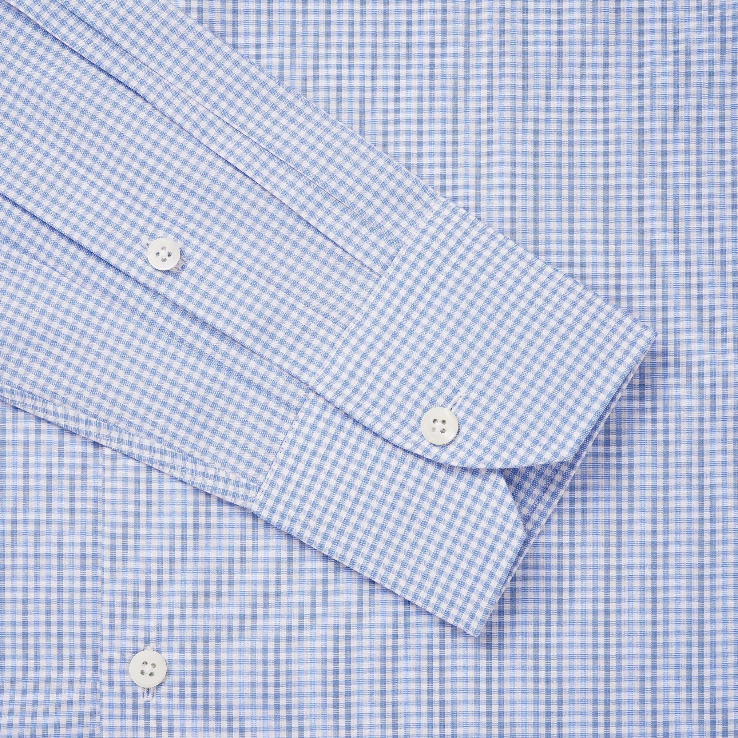 Blue & White Slim Fit Mini Check Formal Shirt