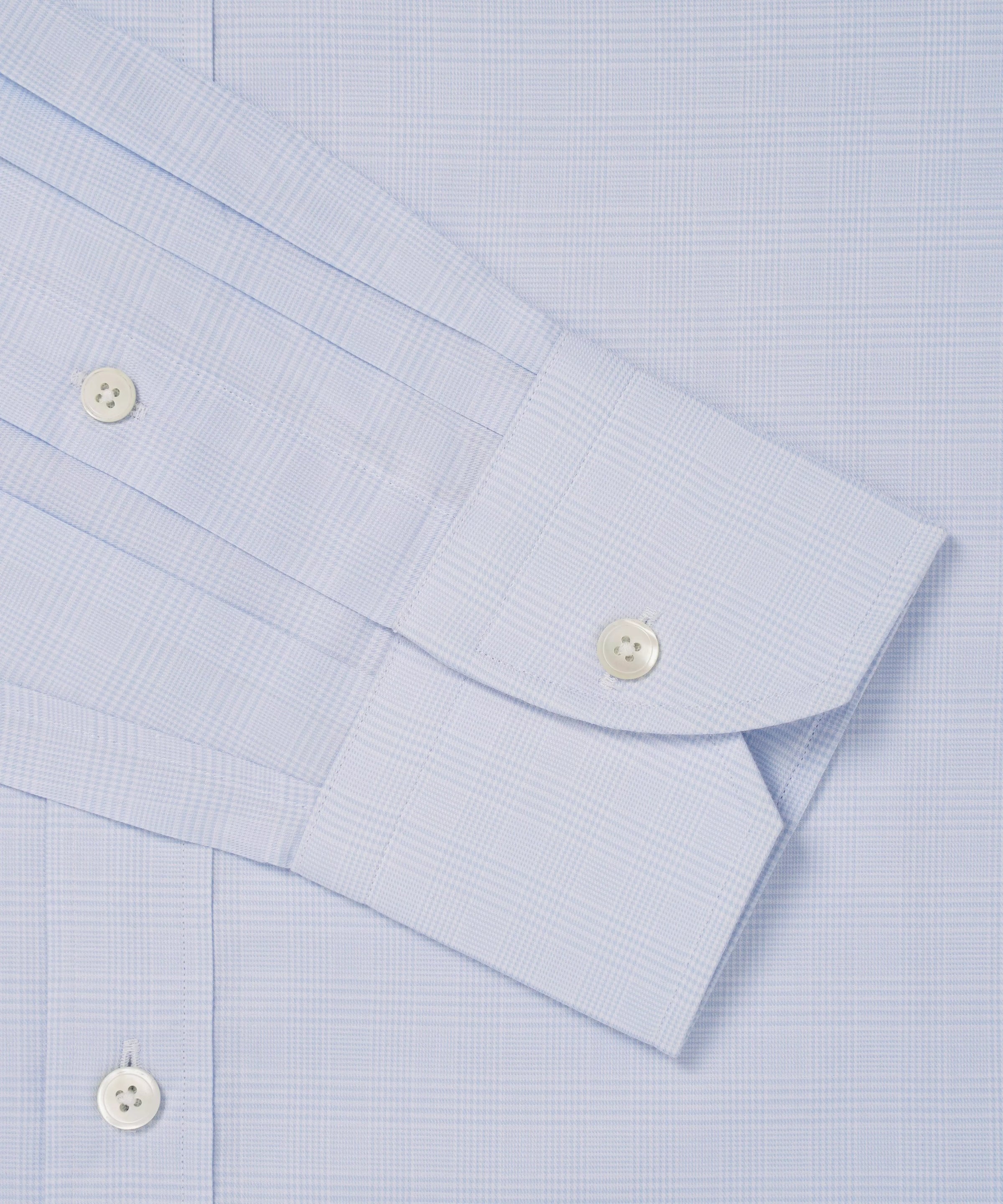 Pale Blue & White Classic Fit Small POW Check Formal Shirt