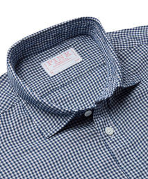 Navy & White Slim Fit Smart Casual Oxford Micro Check Shirt