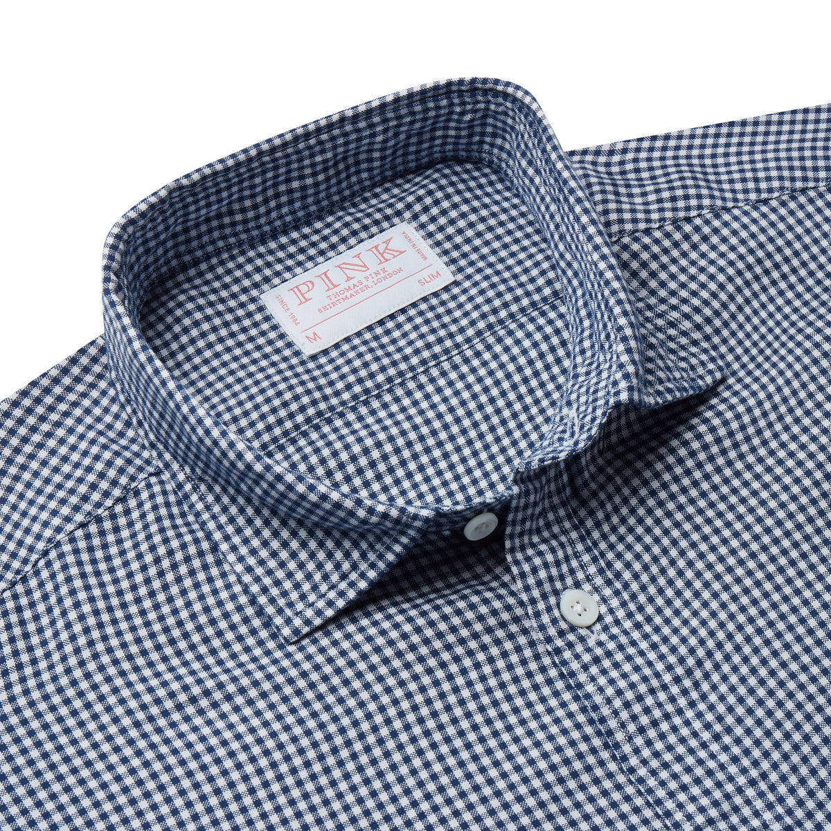 Navy & White Slim Fit Smart Casual Oxford Micro Check Shirt