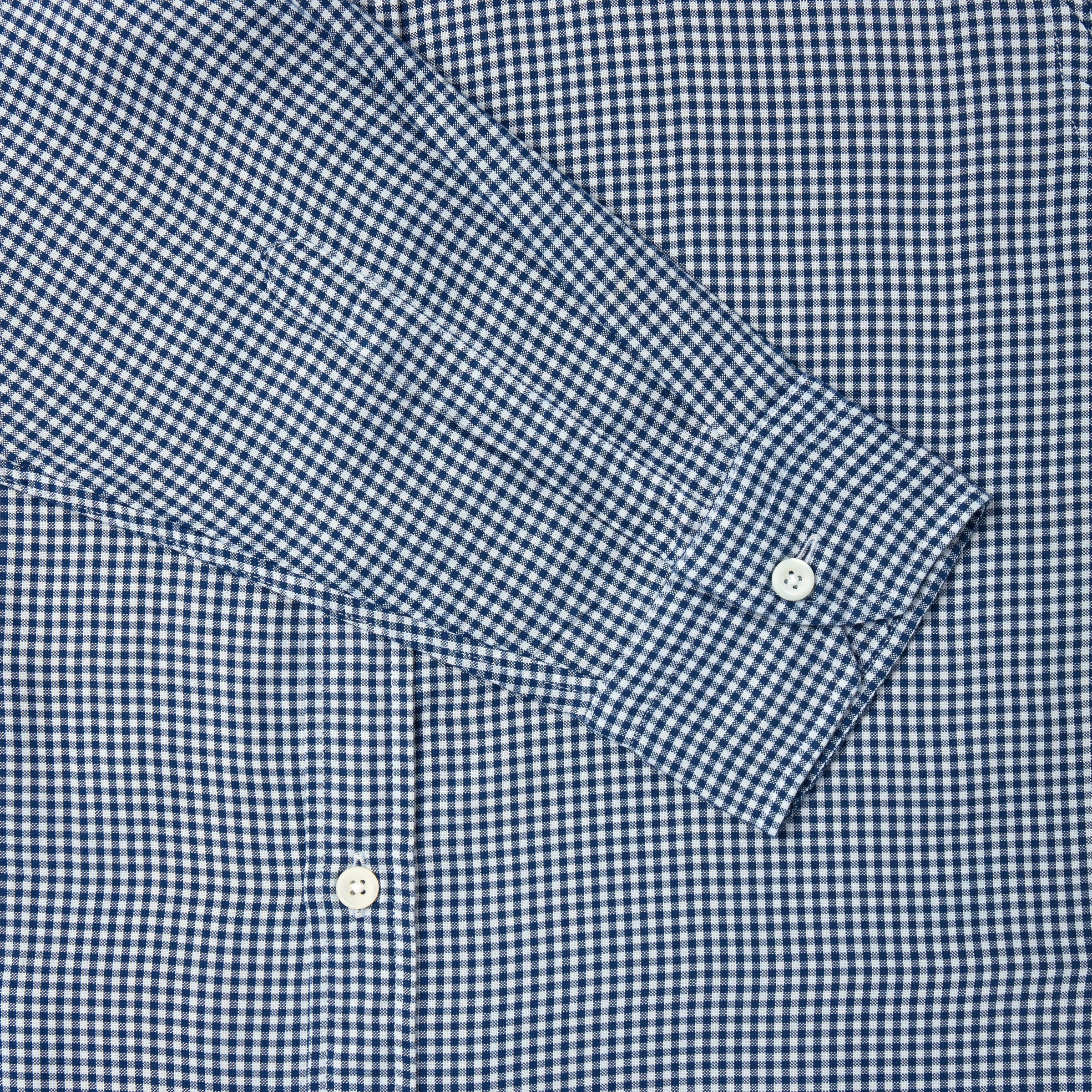 Navy & White Slim Fit Smart Casual Oxford Micro Check Shirt