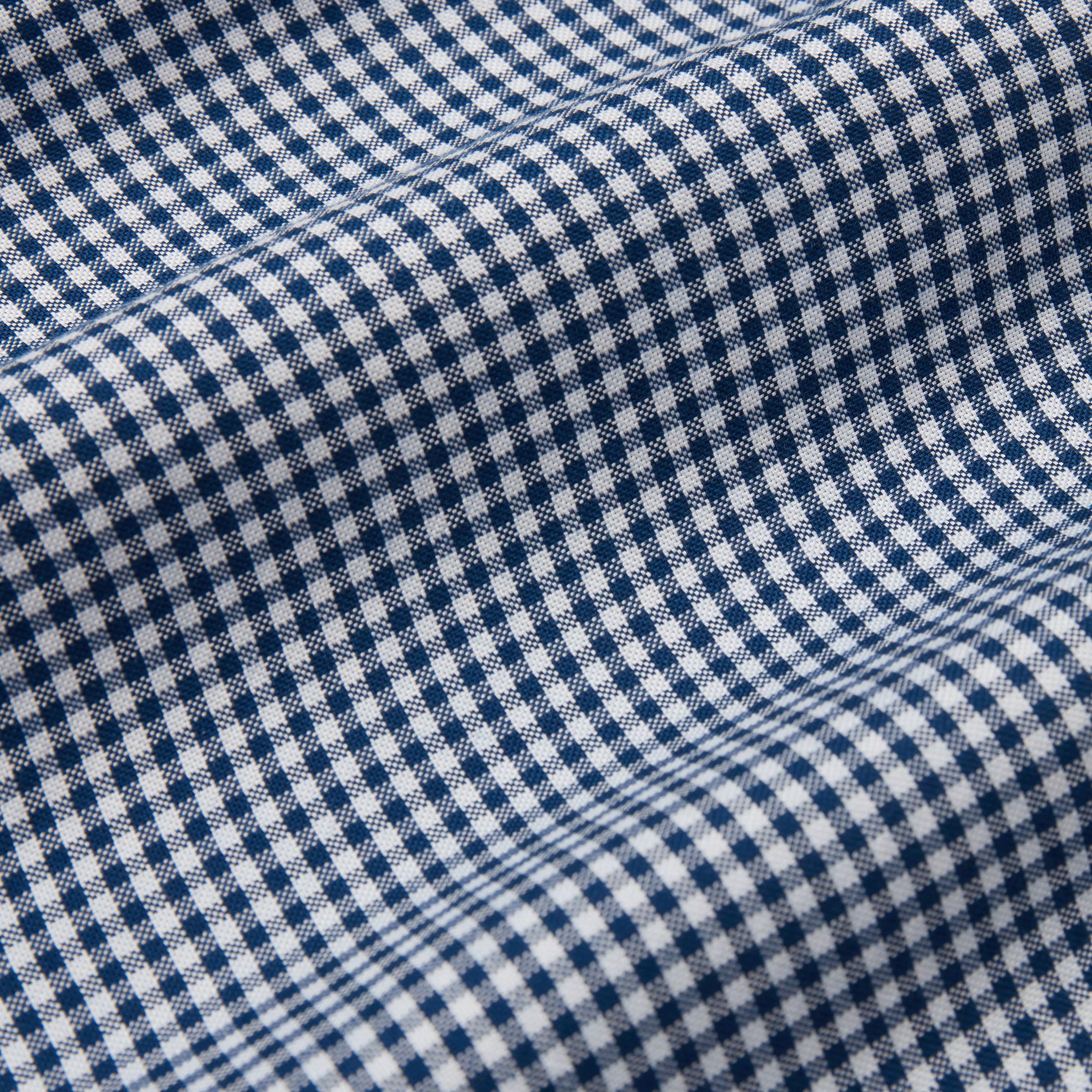 Navy & White Slim Fit Smart Casual Oxford Micro Check Shirt