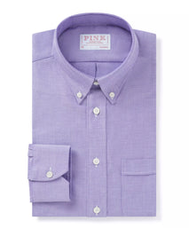Purple & White Tailored Fit Smart Casual Oxford Shirt