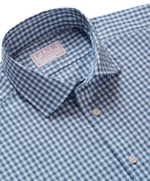 Pale Blue & Blue Tailored Fit Smart Casual Oxford Check Shirt