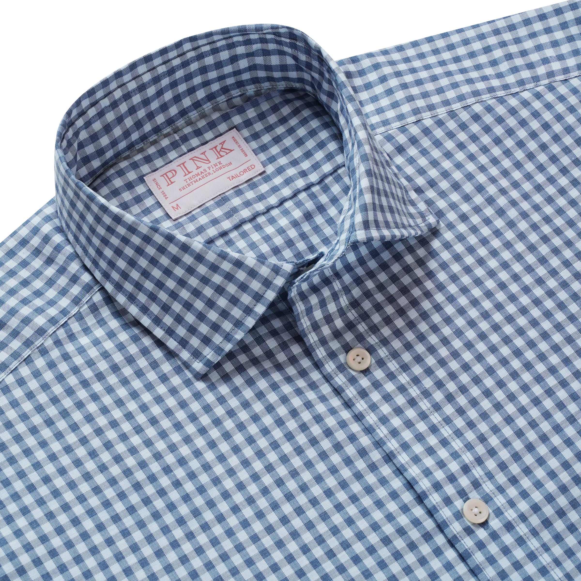 Pale Blue & Blue Tailored Fit Smart Casual Oxford Check Shirt