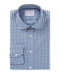 Pale Blue & Blue Tailored Fit Smart Casual Oxford Check Shirt