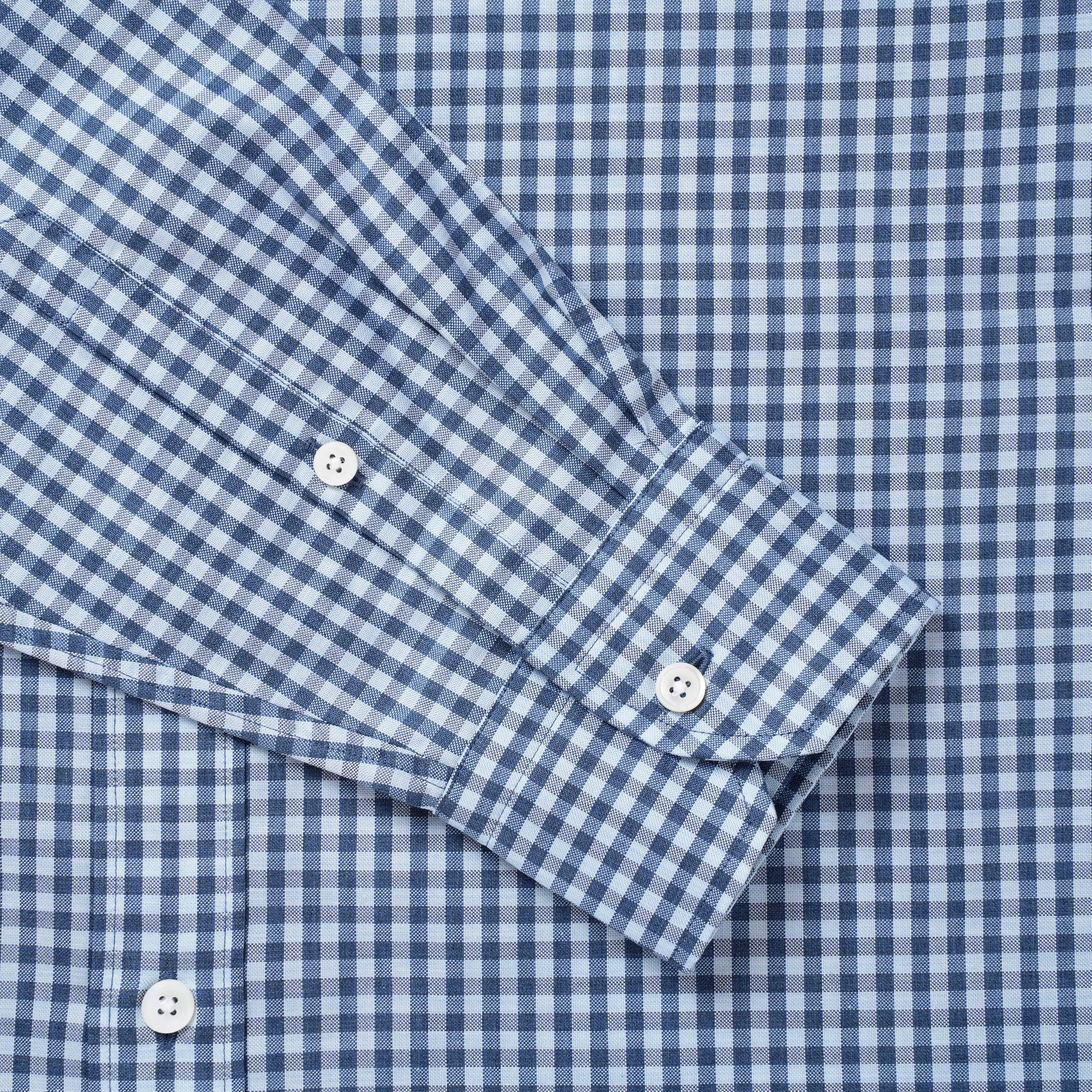 Pale Blue & Blue Tailored Fit Smart Casual Oxford Check Shirt