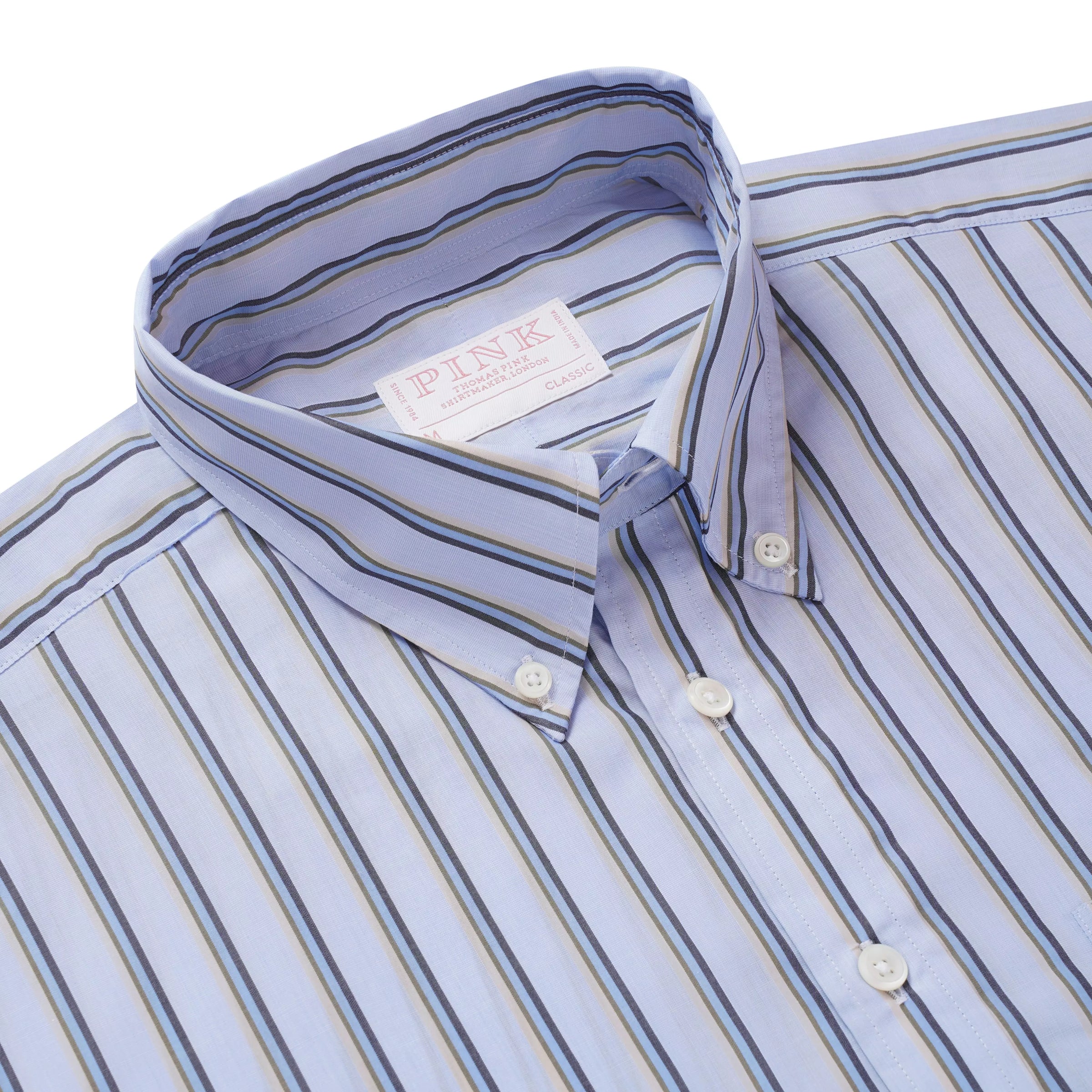 Blue & Green Classic Fit Smart Casual Jubilee End On End Shirt