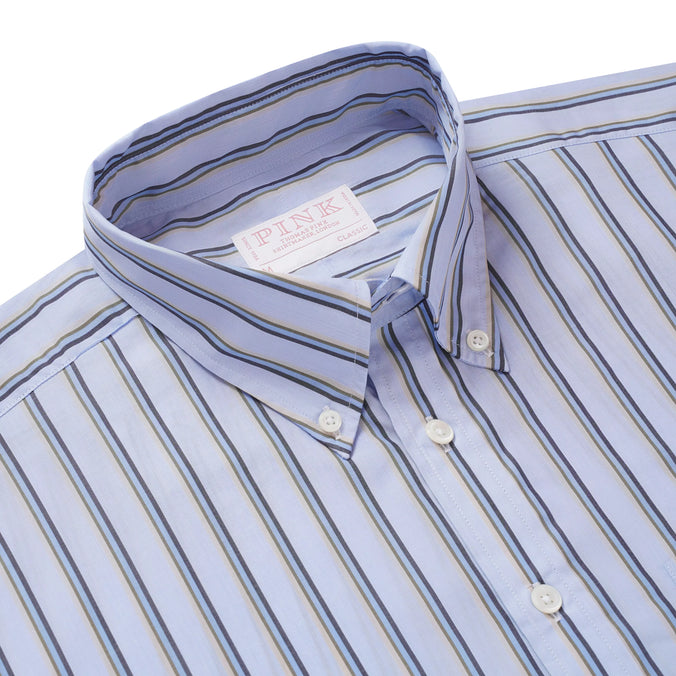 Blue & Green Classic Fit Smart Casual Jubilee End On End Shirt