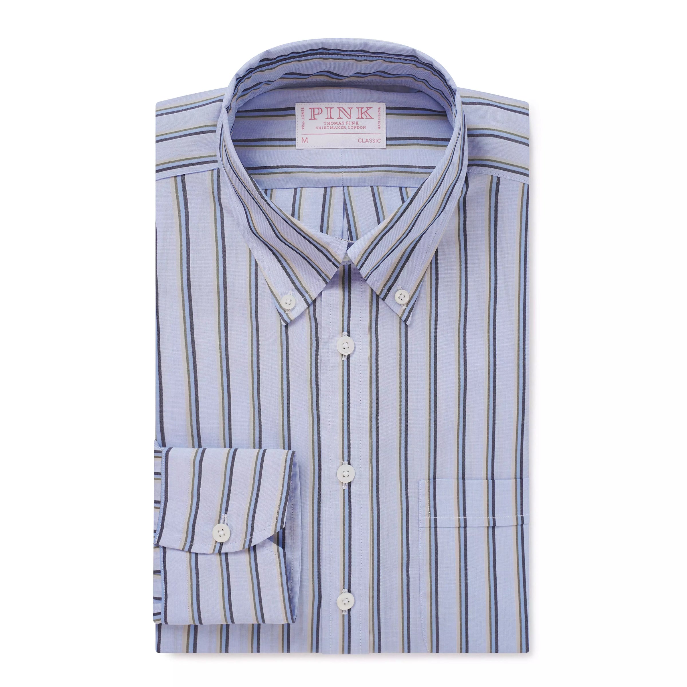Blue & Green Classic Fit Smart Casual Jubilee End On End Shirt