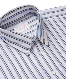 White & Blue Classic Fit Smart Casual Jubilee End On End Shirt