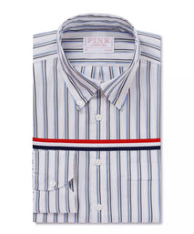 White & Blue Classic Fit Smart Casual Jubilee End On End Shirt