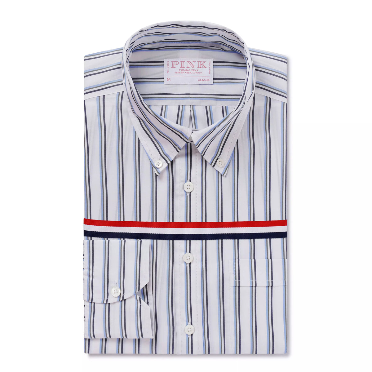 White & Blue Classic Fit Smart Casual Jubilee End On End Shirt