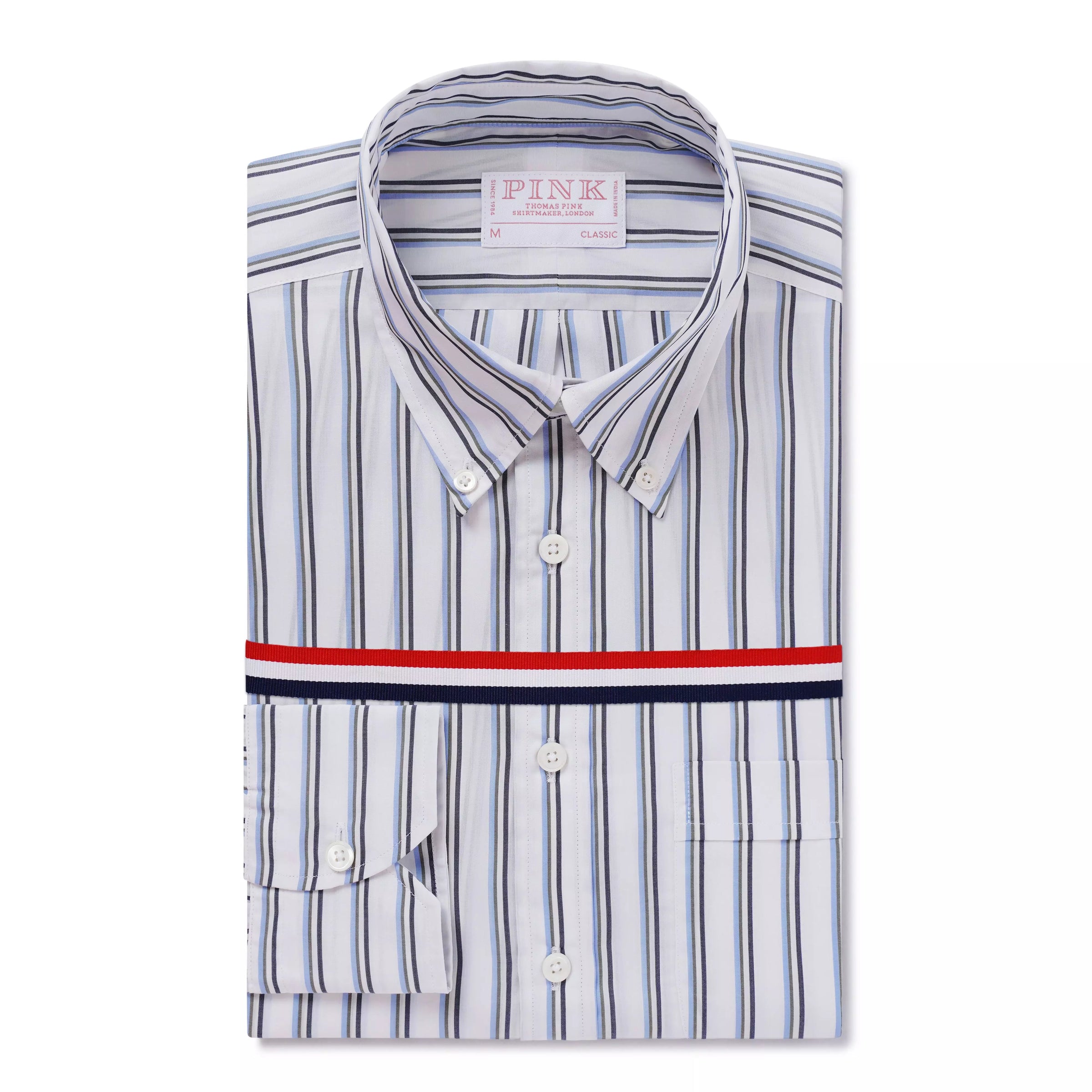 White & Blue Classic Fit Smart Casual Jubilee End On End Shirt