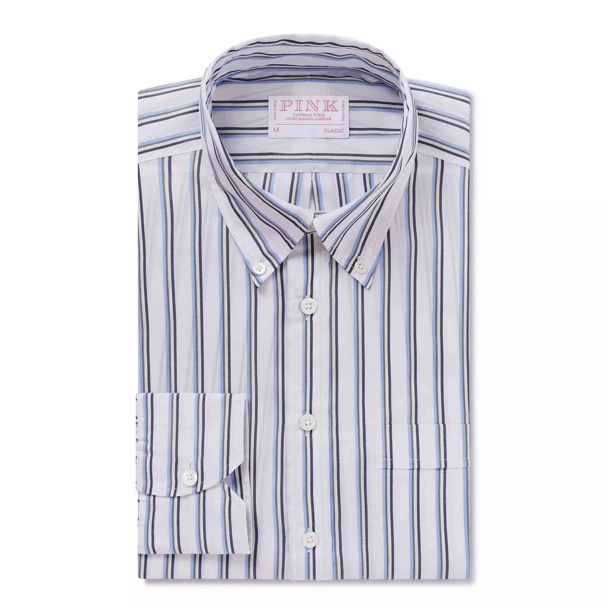 White & Blue Classic Fit Smart Casual Jubilee End On End Shirt