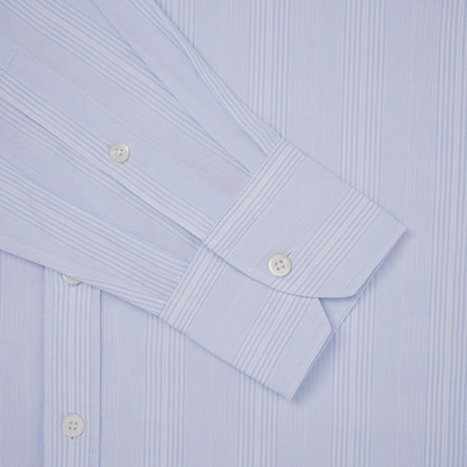 Pale Blue & White Classic Fit Smart Casual Multi Stripe Shirt