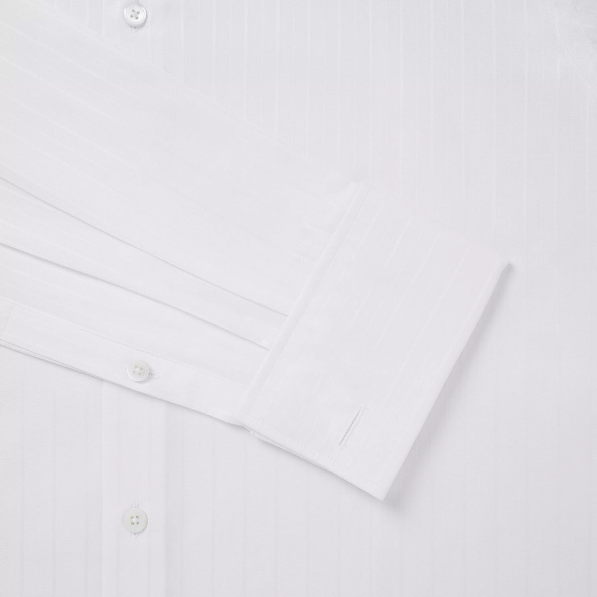 White Classic Fit Double Cuff Tonal Barre Stripe Formal Shirt
