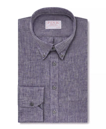 Blue & White Classic Fit Smart Casual Chambray Linen Shirt
