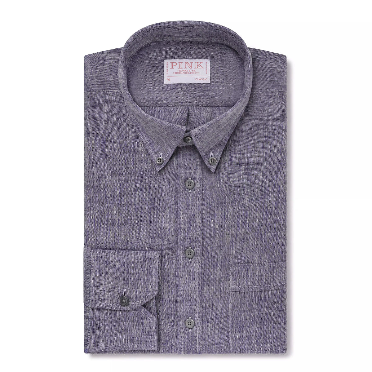 Blue & White Classic Fit Smart Casual Chambray Linen Shirt