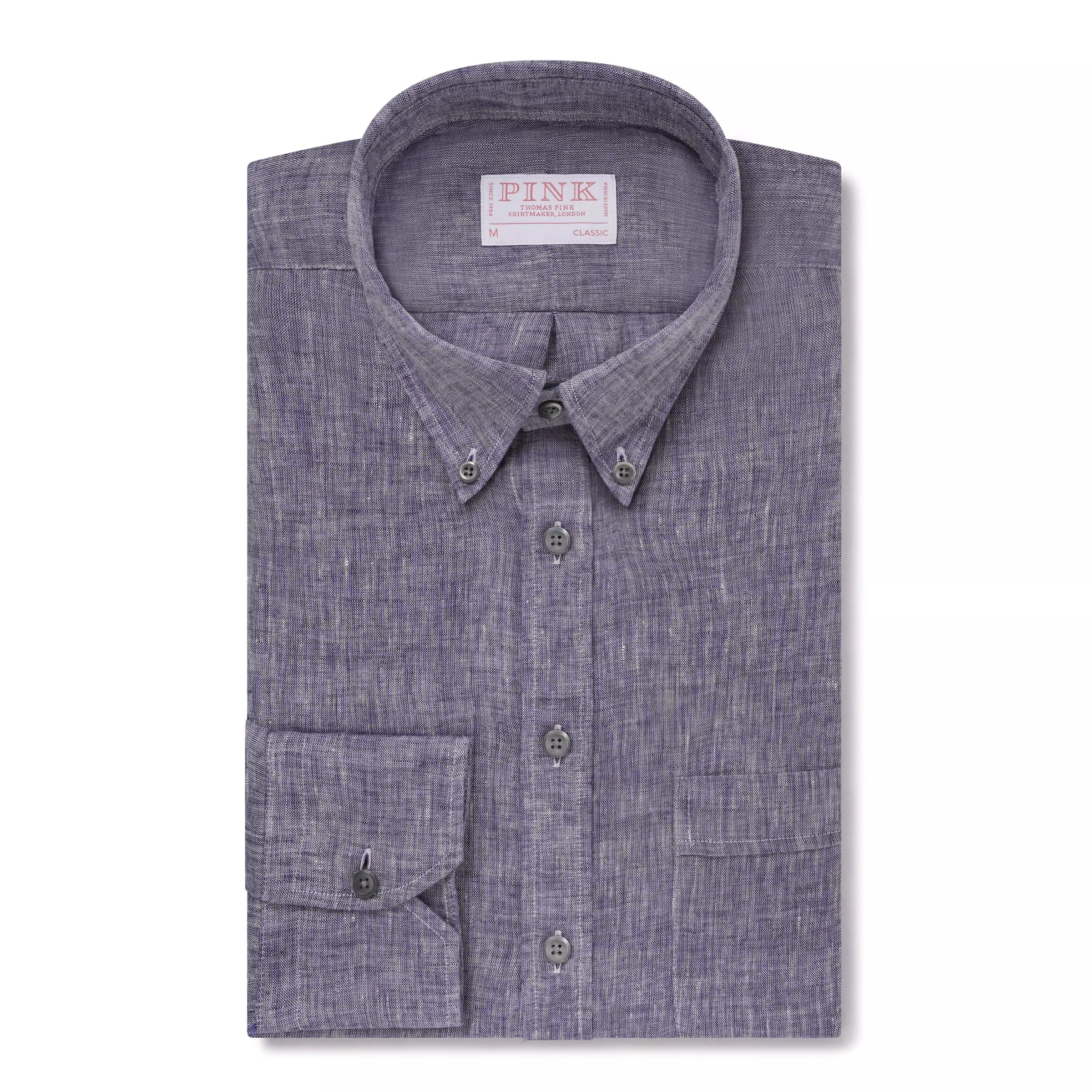 Blue & White Classic Fit Smart Casual Chambray Linen Shirt