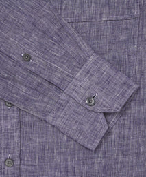 Blue & White Classic Fit Smart Casual Chambray Linen Shirt