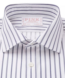 White & Navy Tailored Fit Multi Stripe Formal Shirt