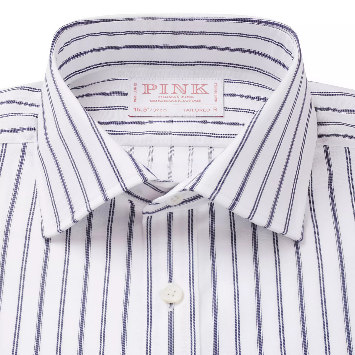 White & Navy Tailored Fit Multi Stripe Formal Shirt