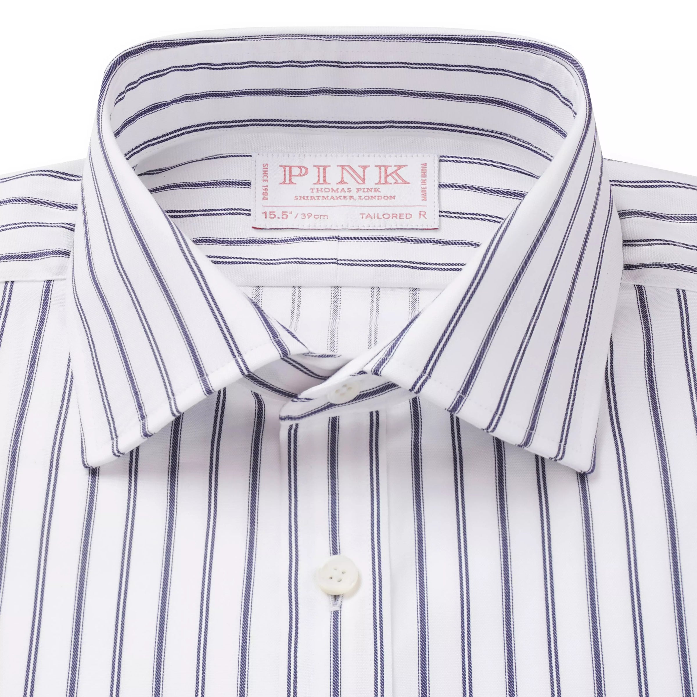 White & Navy Tailored Fit Multi Stripe Formal Shirt