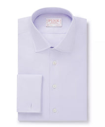 Lilac Classic Fit Double Cuff Plain Dobby Formal Shirt