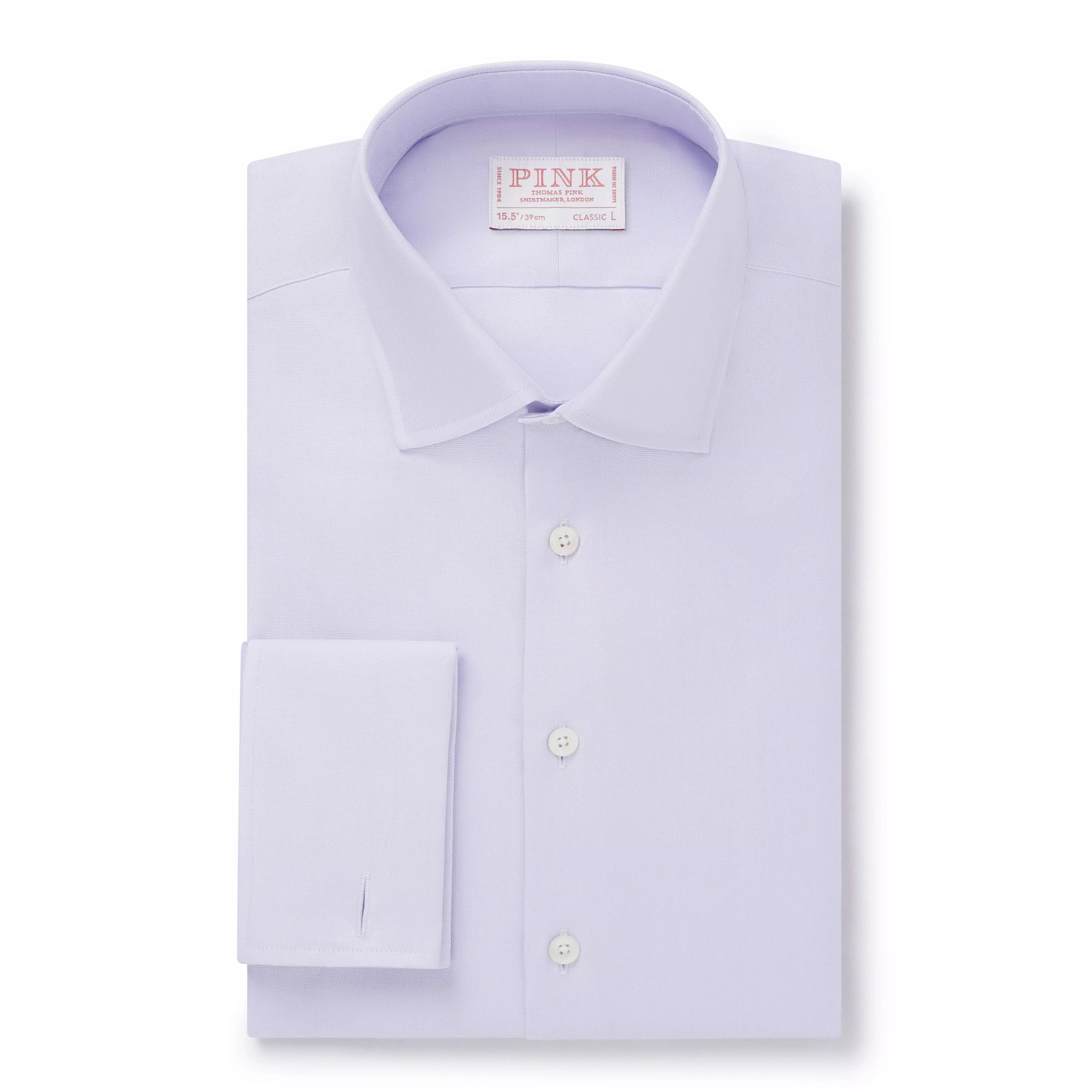 Lilac Classic Fit Double Cuff Plain Dobby Formal Shirt