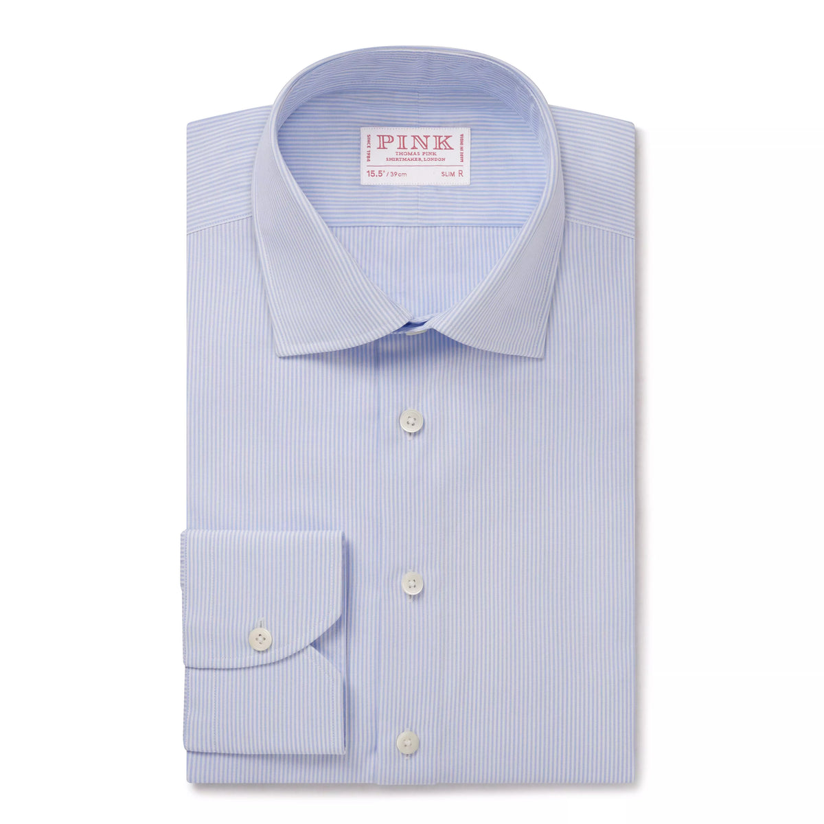 Sapphire Blue & White Slim Fit Panama Thin Stripe Formal Shirt