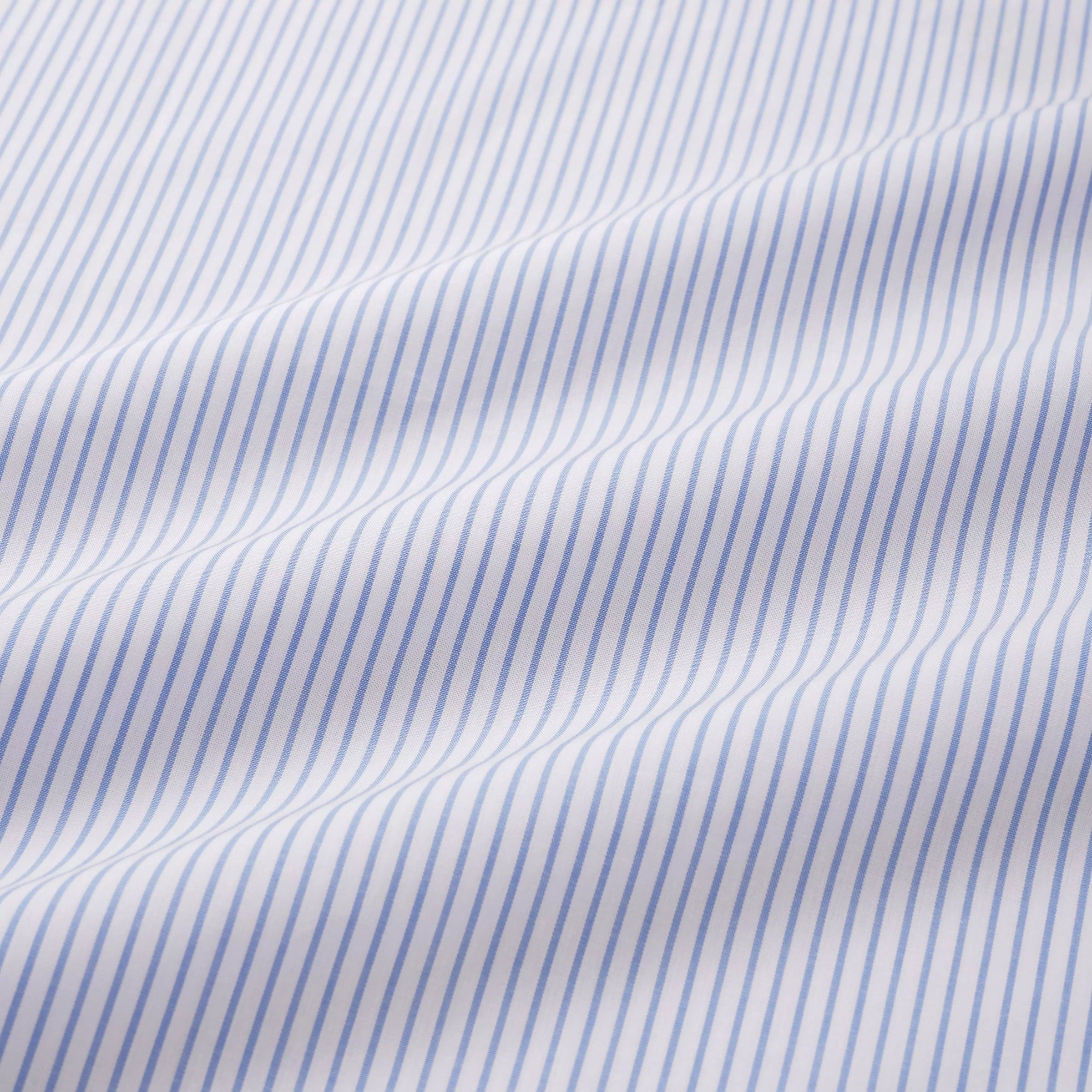 Blue & White Tailored Fit Double Cuff Panama Medium Stripe Formal Shirt