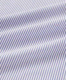 Deep Blue & White Tailored Fit Double Cuff Panama Medium Stripe Formal Shirt