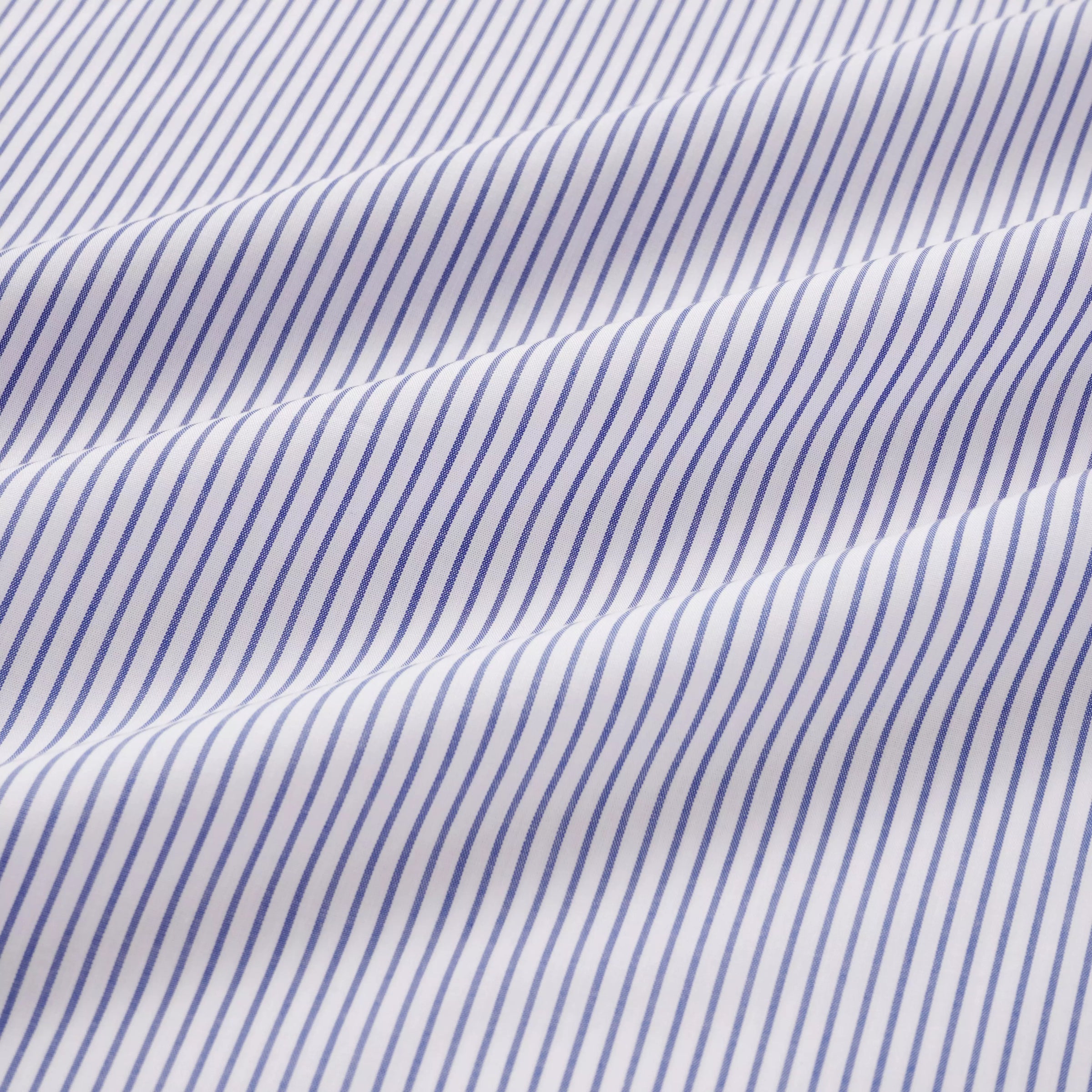 Deep Blue & White Tailored Fit Double Cuff Panama Medium Stripe Formal Shirt