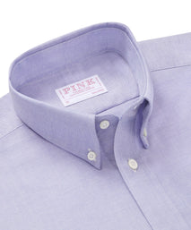 Blue Tailored Fit Smart Casual Button Down Open Weave Oxford Shirt
