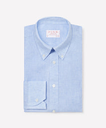 Pale Blue Tailored Fit Essential Linen Button Down Smart Casual Shirt
