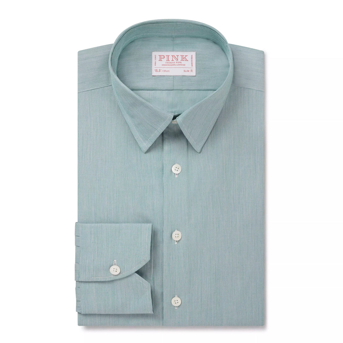 Deep Green & White Slim Fit Hairline Rope Stripe Formal Shirt
