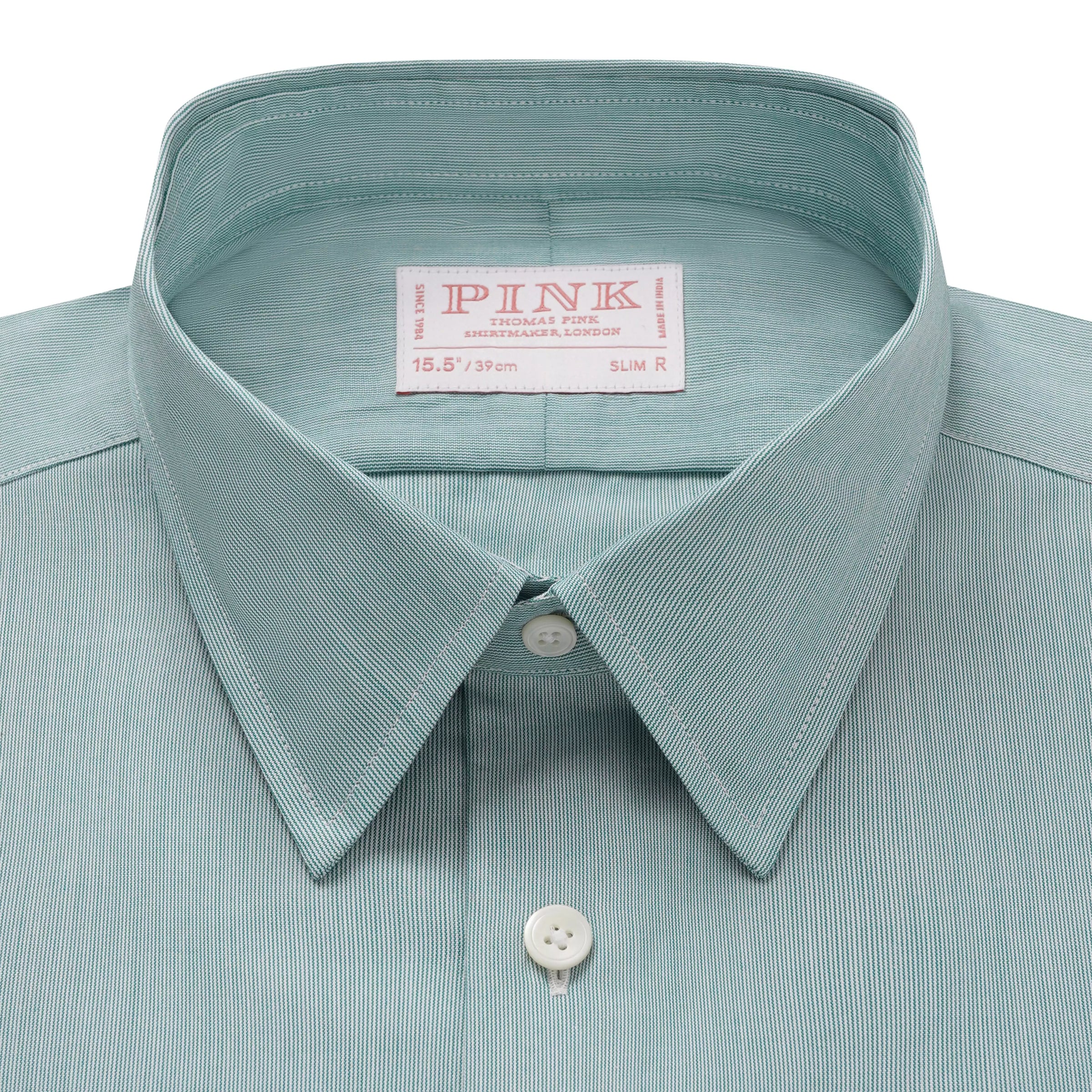 Deep Green & White Slim Fit Hairline Rope Stripe Formal Shirt